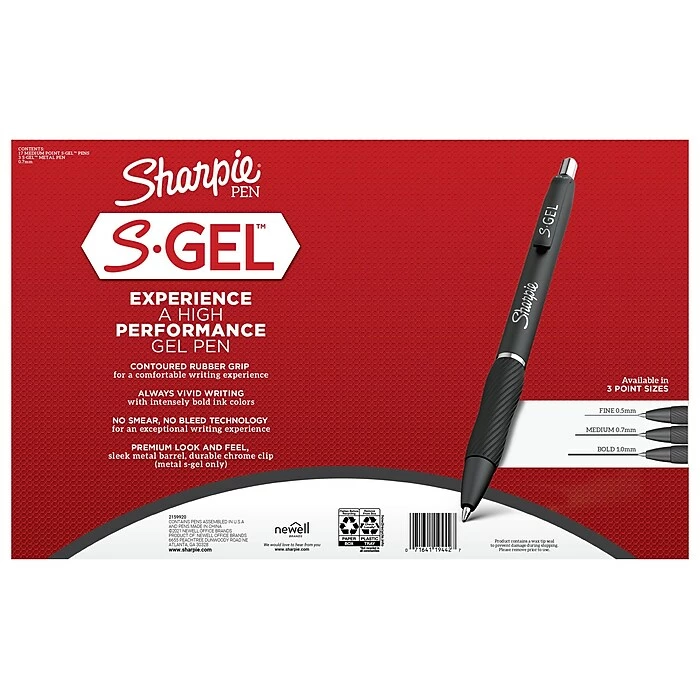Sharpie S-Gel Retractable Gel Pens, Medium Point, Assorted Inks, 20/Pack (2148319) 4 Sharpie S-Gel Retractable Gel Pens, Medium Point, Assorted Inks, 20/Pack (2148319) - Image 2