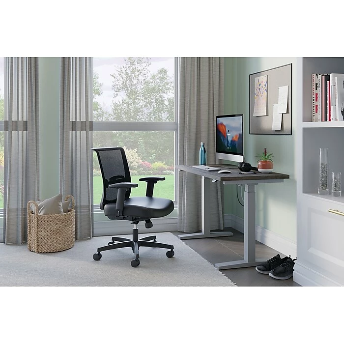 HON Coze 26"-44" Adjustable Desk With Convergence Task Chair, Florence Walnut/Silver/Black (HCZ48FWHCNVUR10) 10 HON Coze 26"-44" Adjustable Desk With Convergence Task Chair, Florence Walnut/Silver/Black (HCZ48FWHCNVUR10) - Image 8