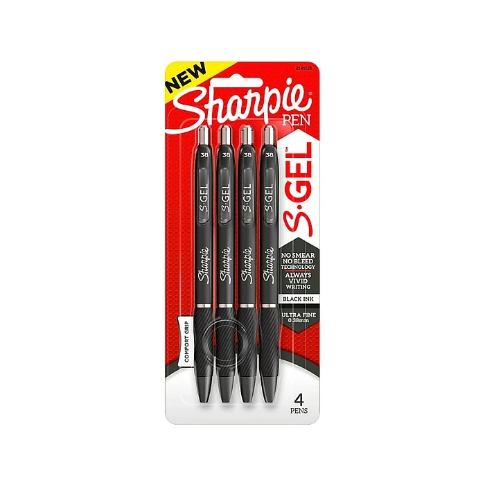 Sharpie S-Gel Retractable Gel Pen, Ultra Fine Point, Black Ink, 4/Pack (2141125) 3 Sharpie S-Gel Retractable Gel Pen, Ultra Fine Point, Black Ink, 4/Pack (2141125)