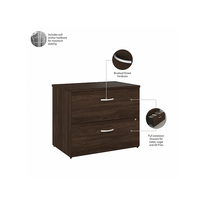 Bush Business Furniture Studio C 2 Drawer Lateral File Cabinet, Black Walnut (SCF136BWSU) 5 Bush Business Furniture Studio C 2 Drawer Lateral File Cabinet, Black Walnut (SCF136BWSU) - Image 3
