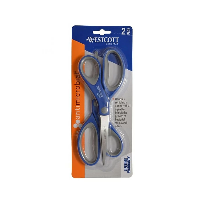 Westcott 8" Stainless Steel Scissors, Silver/Blue/Gray, 2/Pack (17836) 3 Westcott 8" Stainless Steel Scissors, Silver/Blue/Gray, 2/Pack (17836)