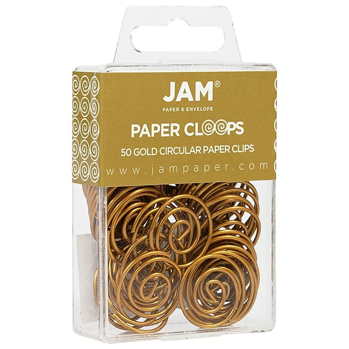 JAM Paper Colored Circular Paper Clips, Round Paperclips, Gold, 50/Pack (21832062) 4 JAM Paper Colored Circular Paper Clips, Round Paperclips, Gold, 50/Pack (21832062) - Image 2