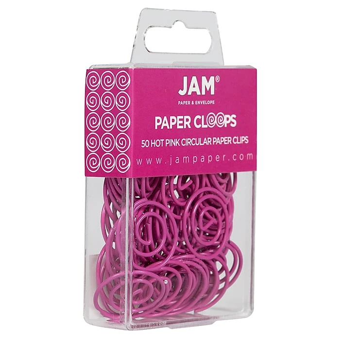 JAM Paper Colored Circular Paper Clips, Round Paperclips, Hot Pink Fuchsia, 2 Packs Of 50 (2187136B) 4 JAM Paper Colored Circular Paper Clips, Round Paperclips, Hot Pink Fuchsia, 2 Packs Of 50 (2187136B) - Image 2