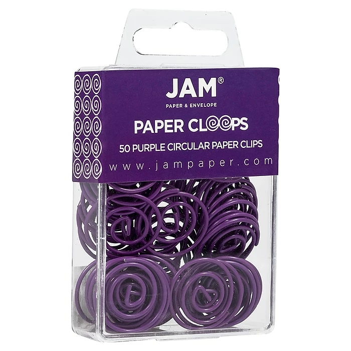 JAM Paper Colored Circular Paper Clips, Round Paperclips, Purple, 2 Packs Of 50 (2187137B) 4 JAM Paper Colored Circular Paper Clips, Round Paperclips, Purple, 2 Packs Of 50 (2187137B) - Image 2