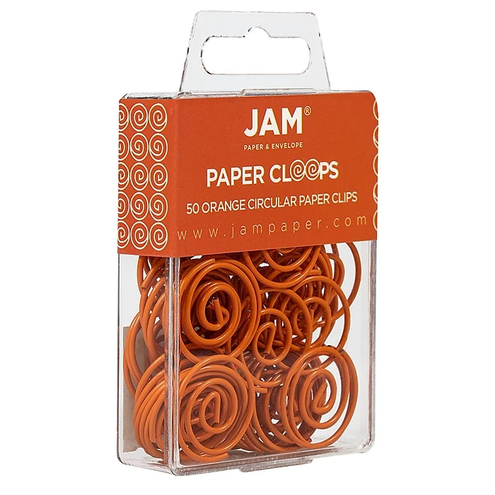JAM Paper Colored Circular Paper Clips, Round Paperclips, Orange, 2 Packs Of 50 (21827540B) 4 JAM Paper Colored Circular Paper Clips, Round Paperclips, Orange, 2 Packs Of 50 (21827540B) - Image 2