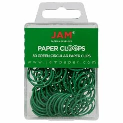 JAM Paper Colored Circular Paper Clips, Round Paperclips, Green, 2 Packs Of 50 (2187135B)