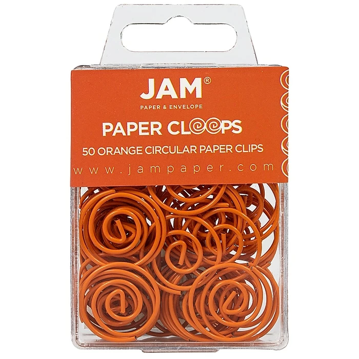 JAM Paper Colored Circular Paper Clips, Round Paperclips, Orange, 2 Packs Of 50 (21827540B) 3 JAM Paper Colored Circular Paper Clips, Round Paperclips, Orange, 2 Packs Of 50 (21827540B)
