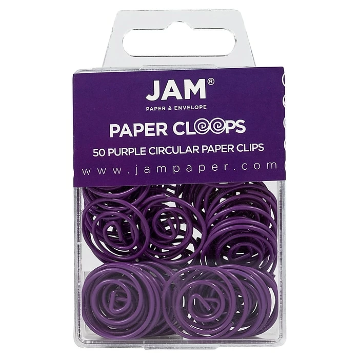 JAM Paper Circular Small Paper Clips, Purple, 50/Pack (2187137) 3 JAM Paper Circular Small Paper Clips, Purple, 50/Pack (2187137)
