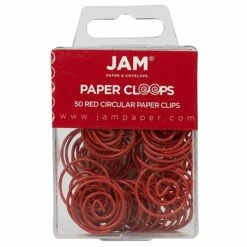 JAM Paper Circular Small Paper Clips, Red, 2 Packs Of 50 (2187138B)