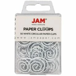 JAM Paper Circular Small Paper Clips, White, 50/Pack (2187139)