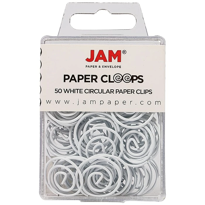 JAM Paper Circular Small Paper Clips, White, 50/Pack (2187139) 3 JAM Paper Circular Small Paper Clips, White, 50/Pack (2187139)