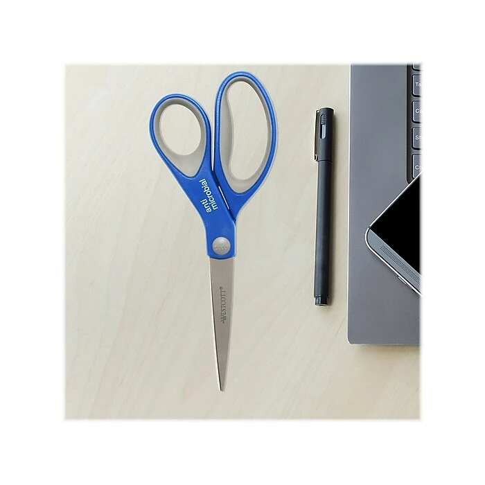 Westcott 8" Stainless Steel Scissors, Pointed Tip, Silver/Blue/Gray (17930) 8 Westcott 8" Stainless Steel Scissors, Pointed Tip, Silver/Blue/Gray (17930) - Image 6