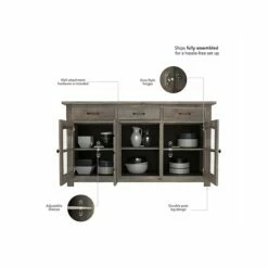 Bush Furniture Leonis 3-Drawer Buffet Cabinet, Letter/Legal, Lakewood Gray, 62" (LNT162LGSU) -STAPLES Sales sp145952693 sc7