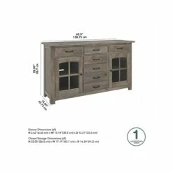 Bush Furniture Leonis 3-Drawer Buffet Cabinet, Letter/Legal, Lakewood Gray, 62" (LNT162LGSU) -STAPLES Sales sp145952694 sc7