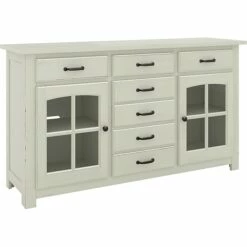 Bush Furniture Leonis 3-Drawer Buffet Cabinet, Letter/Legal, Lakewood White, 62" (LNT162LWSU)