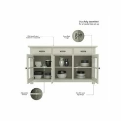 Bush Furniture Leonis 3-Drawer Buffet Cabinet, Letter/Legal, Lakewood White, 62" (LNT162LWSU) -STAPLES Sales sp145952700 sc7