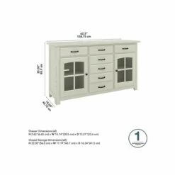 Bush Furniture Leonis 3-Drawer Buffet Cabinet, Letter/Legal, Lakewood White, 62" (LNT162LWSU) -STAPLES Sales sp145952701 sc7
