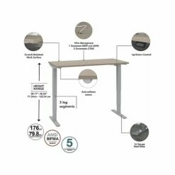 Bush Business Furniture Move 40 Series 28"-48" Adjustable Standing Desk, Sand Oak/Cool Gray Metallic (M4S4830SOSK) 12 Bush Business Furniture Move 40 Series 28"-48" Adjustable Standing Desk, Sand Oak/Cool Gray Metallic (M4S4830SOSK) -STAPLES Sales sp145952744 sc7