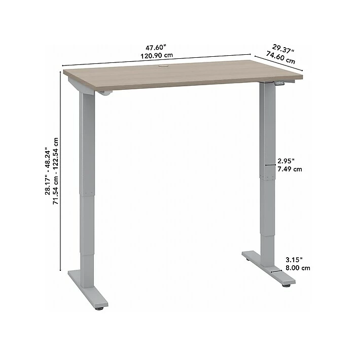 Bush Business Furniture Move 40 Series 28"-48" Adjustable Standing Desk, Sand Oak/Cool Gray Metallic (M4S4830SOSK) 7 Bush Business Furniture Move 40 Series 28"-48" Adjustable Standing Desk, Sand Oak/Cool Gray Metallic (M4S4830SOSK) - Image 5