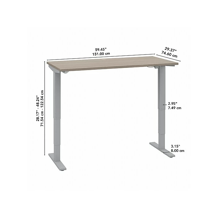 Bush Business Furniture Move 40 Series 28"-48" Adjustable Standing Desk, Sand Oak/Cool Gray Metallic (M4S6030SOSK) 7 Bush Business Furniture Move 40 Series 28"-48" Adjustable Standing Desk, Sand Oak/Cool Gray Metallic (M4S6030SOSK) - Image 5