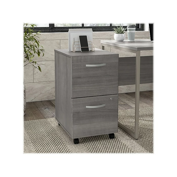 Bush Business Furniture Hybrid 2-Drawer Mobile File Cabinet, Letter/Legal, Platinum Gray, 20", (HYF116PGSU-Z) 4 Bush Business Furniture Hybrid 2-Drawer Mobile File Cabinet, Letter/Legal, Platinum Gray, 20", (HYF116PGSU-Z) - Image 2