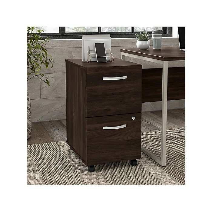Bush Business Furniture Hybrid 2-Drawer Mobile File Cabinet, Letter/Legal, Black Walnut, 20" (HYF116BWSU-Z) 4 Bush Business Furniture Hybrid 2-Drawer Mobile File Cabinet, Letter/Legal, Black Walnut, 20" (HYF116BWSU-Z) - Image 2
