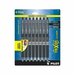 Pilot FriXion Clicker Erasable Gel-Ink Pen, Fine Point, Black Ink, 8/Pack (FXCC8BLKF)