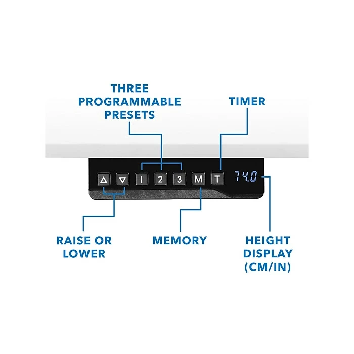 Mount-It! 30"-49"H Adjustable Electric Sit-Stand Desk, White (MI-18061) 5 Mount-It! 30"-49"H Adjustable Electric Sit-Stand Desk, White (MI-18061) - Image 3