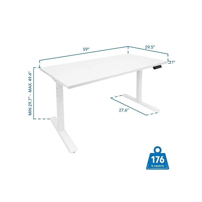 Mount-It! 30"-49"H Adjustable Electric Sit-Stand Desk, White (MI-18061) 6 Mount-It! 30"-49"H Adjustable Electric Sit-Stand Desk, White (MI-18061) - Image 4