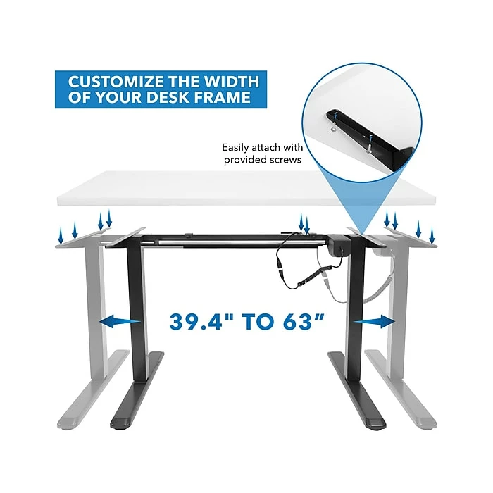 Mount-It! 30"-49"H Adjustable Electric Sit-Stand Desk, White/Black (MI-18063) 4 Mount-It! 30"-49"H Adjustable Electric Sit-Stand Desk, White/Black (MI-18063) - Image 2