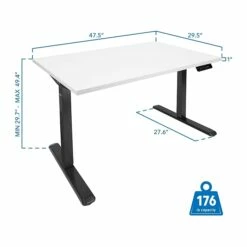 Mount-It! 30"-49"H Adjustable Electric Sit-Stand Desk, White/Black (MI-18063) 10 Mount-It! 30"-49"H Adjustable Electric Sit-Stand Desk, White/Black (MI-18063) -STAPLES Sales sp161464411 sc7