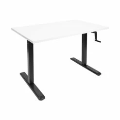 Mount-It! 30"-50"H Adjustable Hand Crank Sit-Stand Desk, White/Black (MI-18069)