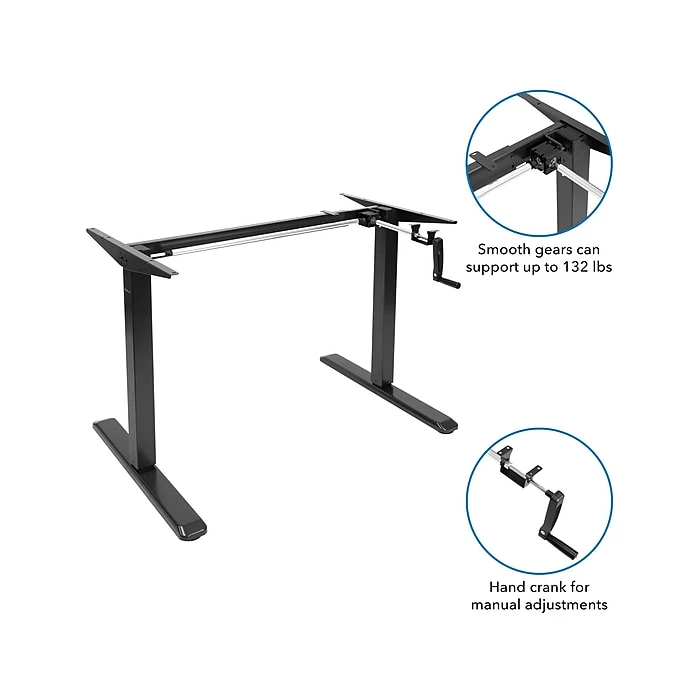 Mount-It! 30"-50"H Adjustable Hand Crank Sit-Stand Desk, White/Black (MI-18069) 5 Mount-It! 30"-50"H Adjustable Hand Crank Sit-Stand Desk, White/Black (MI-18069) - Image 3