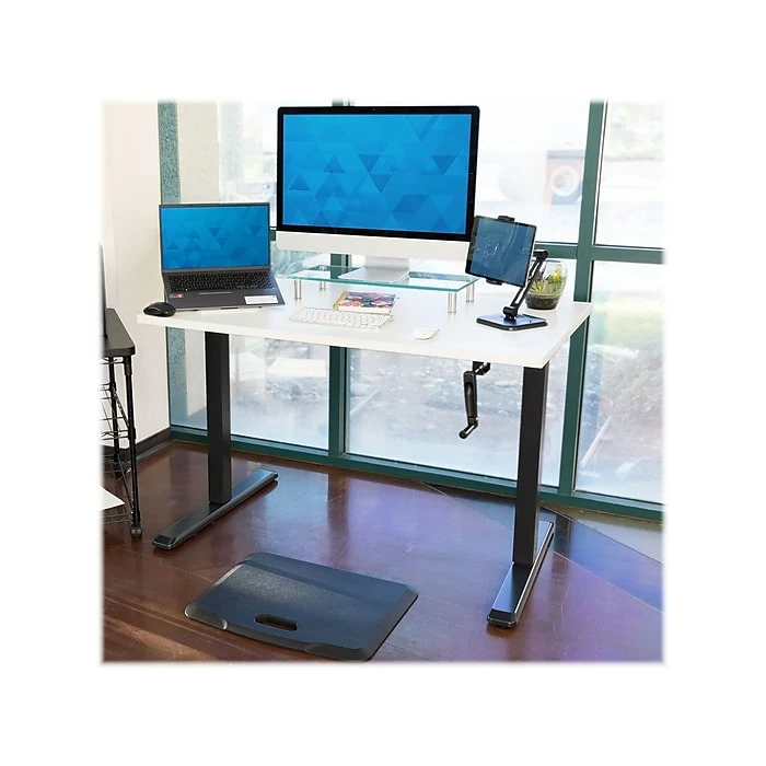 Mount-It! 30"-50"H Adjustable Hand Crank Sit-Stand Desk, White/Black (MI-18069) 7 Mount-It! 30"-50"H Adjustable Hand Crank Sit-Stand Desk, White/Black (MI-18069) - Image 5