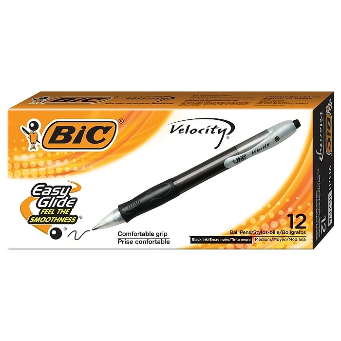 BIC Velocity Retractable Ballpoint Pens, Medium Point, Black Ink, Dozen (16264/VLG11) 4 BIC Velocity Retractable Ballpoint Pens, Medium Point, Black Ink, Dozen (16264/VLG11) - Image 2