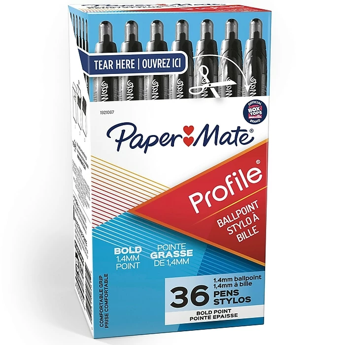 Paper Mate Profile Retractable Ballpoint Pen, Bold Point, Black Ink, 36/Pack (1231064) 3 Paper Mate Profile Retractable Ballpoint Pen, Bold Point, Black Ink, 36/Pack (1231064)