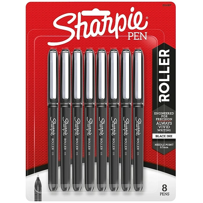 Sharpie Rollerball Pen, Needle Point Precision Pen, Black Ink, 8/Pack (2116307) 3 Sharpie Rollerball Pen, Needle Point Precision Pen, Black Ink, 8/Pack (2116307)