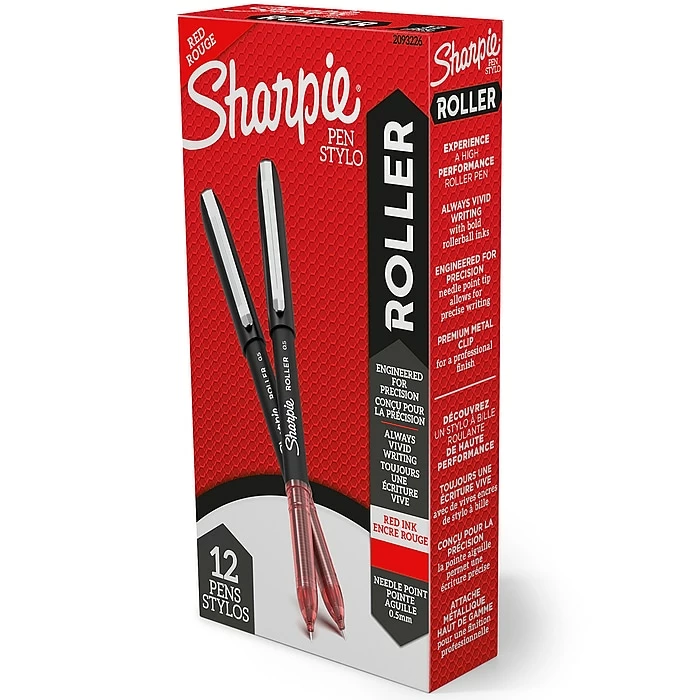 Sharpie Rollerball Pen, Needle Point Precision Pen, Red Ink, Dozen (2093226) 3 Sharpie Rollerball Pen, Needle Point Precision Pen, Red Ink, Dozen (2093226)