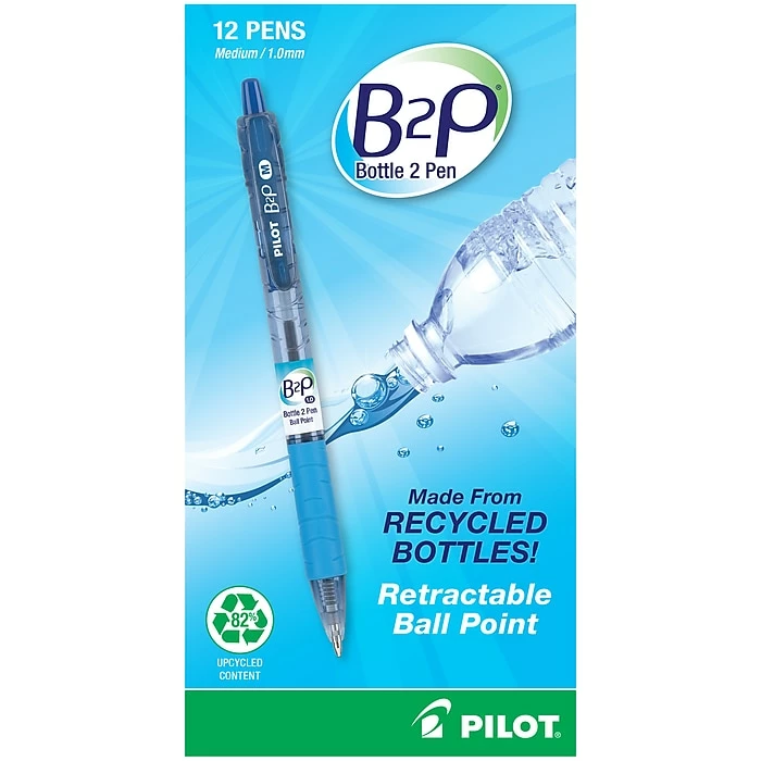 Pilot B2P Bottle 2 Pen Retractable Ballpoint Pens, Medium Point, Blue Ink, Dozen (34801) 10 Pilot B2P Bottle 2 Pen Retractable Ballpoint Pens, Medium Point, Blue Ink, Dozen (34801) - Image 8