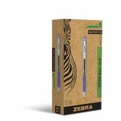 Zebra Pen Jimnie Clip Eco Retractable Ballpoint Pen, 1.0mm, Medium Point, Blue Dozen