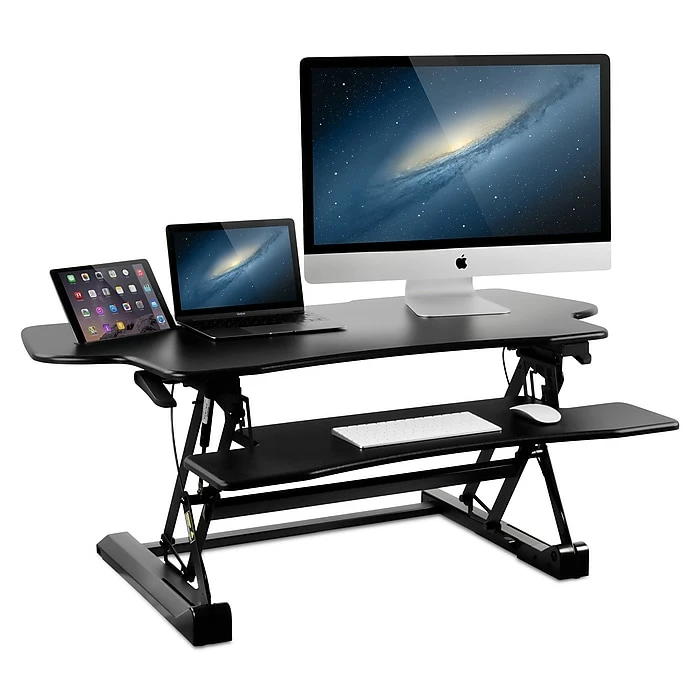 Mount-It! 48" Standing Desk Height Adjustable Riser With Gas Spring Lift, Metal (MI-7925) 4 Mount-It! 48" Standing Desk Height Adjustable Riser With Gas Spring Lift, Metal (MI-7925) - Image 2