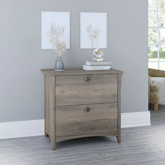 Bush Furniture Salinas 2-Drawer Lateral File Cabinet, Letter/Legal, Driftwood Gray, 31.73" (SAF132DG-03) 4 Bush Furniture Salinas 2-Drawer Lateral File Cabinet, Letter/Legal, Driftwood Gray, 31.73" (SAF132DG-03) - Image 2