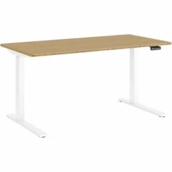 Humanscale Float 26"-46"H Rectangular Adjustable Standing Desk, Bamboo/White (FTF3060BM.WFH_FNWM63R.WFH)