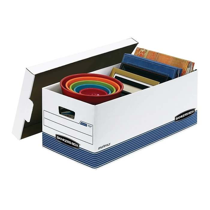 Bankers Box Medium-Duty Corrugated File Storage Boxes, Lift-Off Lid, Letter Size, White/Blue, 20/Carton (0070110) 5 Bankers Box Medium-Duty Corrugated File Storage Boxes, Lift-Off Lid, Letter Size, White/Blue, 20/Carton (0070110) - Image 3