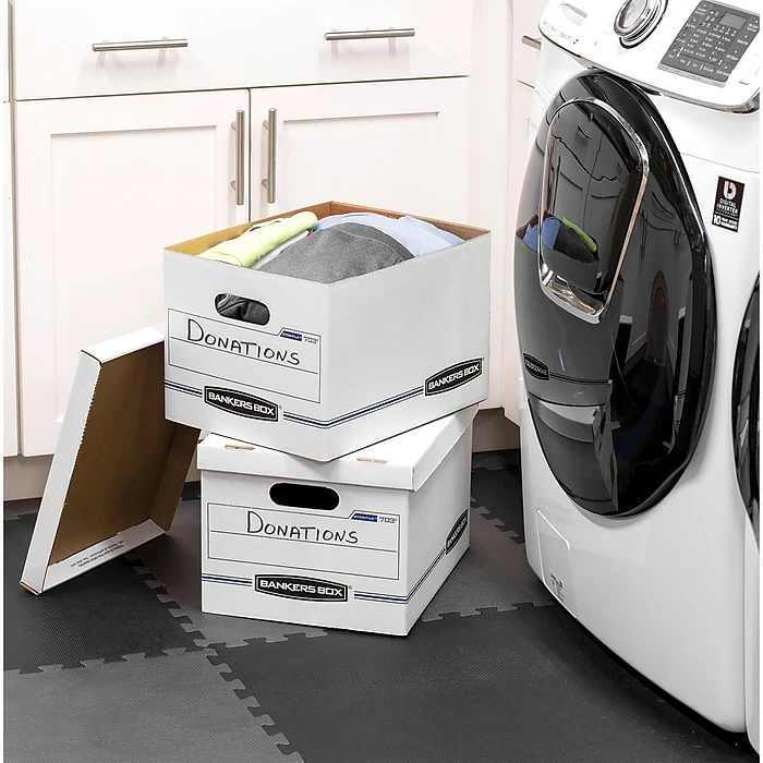 Bankers Box Easylift Corrugated File Storage Boxes, Lift-Off Lid, Letter/Letter Size, White/Blue, 12/Ct (0006301) 7 Bankers Box Easylift Corrugated File Storage Boxes, Lift-Off Lid, Letter/Letter Size, White/Blue, 12/Ct (0006301) - Image 5