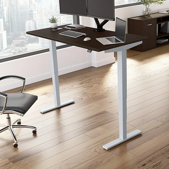 Bush Business Furniture Move 40 Series 28"-48" Adjustable Standing Desk, Mocha Cherry/Cool Gray Metallic (M4S6030MRSK) 4 Bush Business Furniture Move 40 Series 28"-48" Adjustable Standing Desk, Mocha Cherry/Cool Gray Metallic (M4S6030MRSK) - Image 2