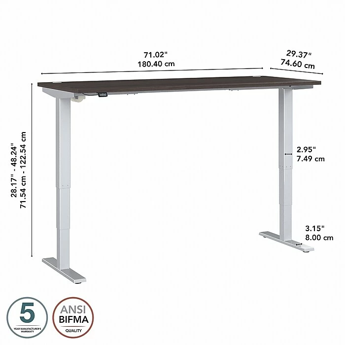 Bush Business Furniture Move 40 Series 28''-48'' Adjustable Standing Desk, Storm Gray/Cool Gray Metallic (M4S7230SGSK) 7 Bush Business Furniture Move 40 Series 28''-48'' Adjustable Standing Desk, Storm Gray/Cool Gray Metallic (M4S7230SGSK) - Image 5