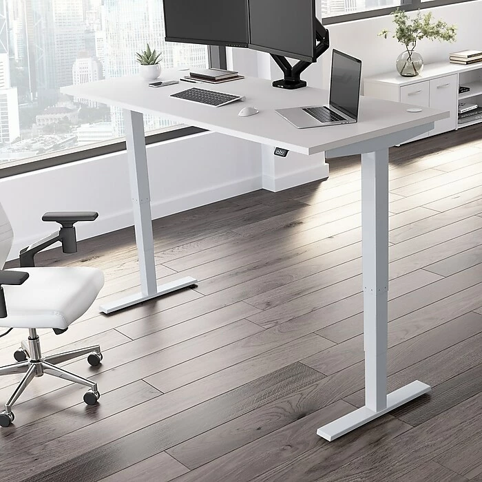Bush Business Furniture Move 40 Series 28''-48'' Adjustable Standing Desk, White/Cool Gray Metallic (M4S7230WHSK) 4 Bush Business Furniture Move 40 Series 28''-48'' Adjustable Standing Desk, White/Cool Gray Metallic (M4S7230WHSK) - Image 2