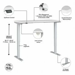 Bush Business Furniture Move 40 Series 28''-48'' Adjustable Standing Desk, White/Cool Gray Metallic (M4S7230WHSK) 12 Bush Business Furniture Move 40 Series 28''-48'' Adjustable Standing Desk, White/Cool Gray Metallic (M4S7230WHSK) -STAPLES Sales sp166198382 sc7
