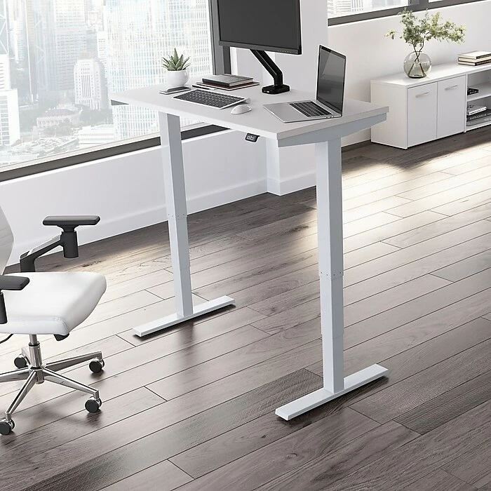 Bush Business Furniture Move 40 Series 28''-48'' Adjustable Standing Desk, White/Cool Gray Metallic (M4S4824WHSK) 4 Bush Business Furniture Move 40 Series 28''-48'' Adjustable Standing Desk, White/Cool Gray Metallic (M4S4824WHSK) - Image 2
